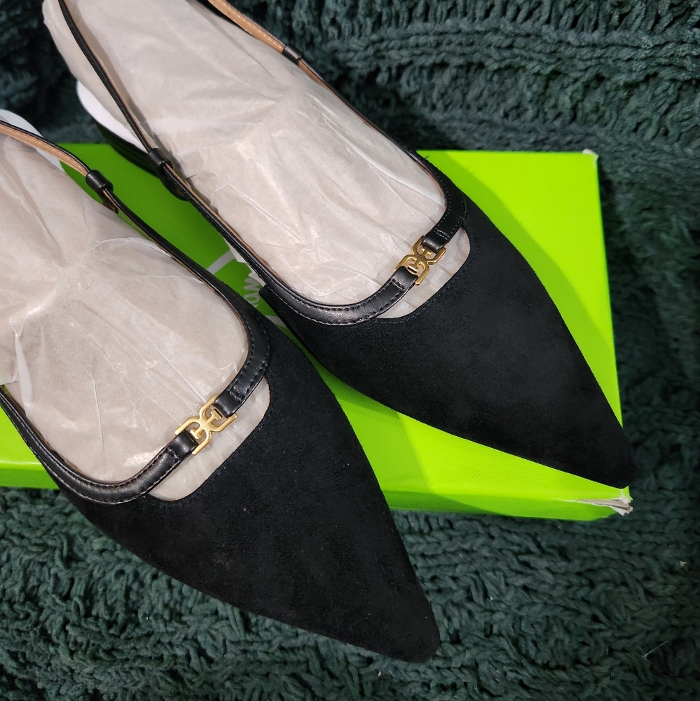 Sam Edelman Womens Cohen Black Suede Slingback Flats with Pointed Toe NWT - Picture 2 of 7